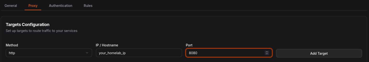Pangolin Proxy Settings